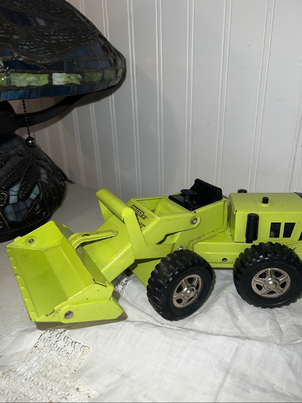 Vintage 60s 70s Tonka mini lime green trencher metal 1089 - Picture 2 of 7